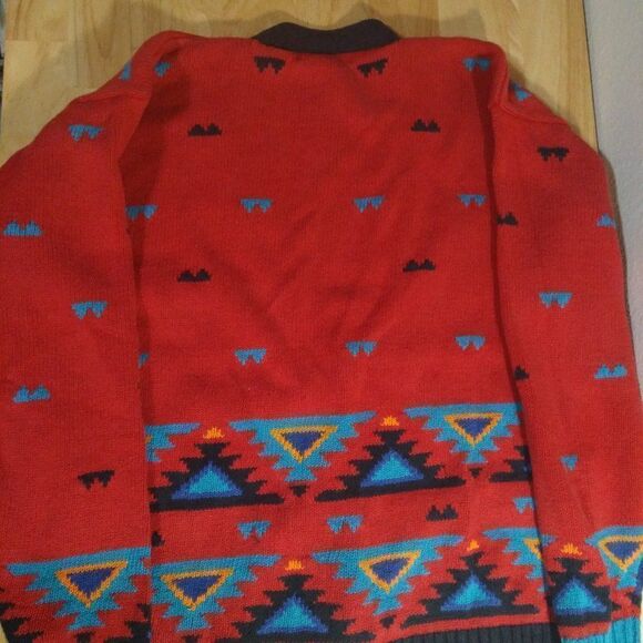 Vintage Aztec Navajo Southwest Pattern Knit Cardigan Sweater - Picture 5 of 6